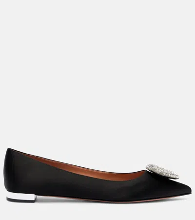 Aquazzura Crystal Hoop Satin Ballet Flats