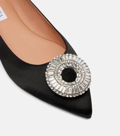 Aquazzura Crystal Hoop Satin Ballet Flats