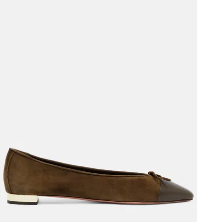 Aquazzura Gioia Suede And Leather Ballet Flats