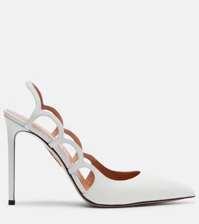 Aquazzura 105mm Endless Love Leather And Pvc Slingback Pumps In White