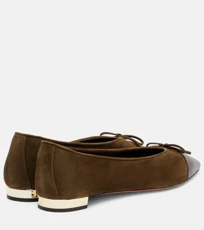 Aquazzura Gioia Suede And Leather Ballet Flats