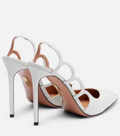 Aquazzura 105mm Endless Love Leather And Pvc Slingback Pumps In White