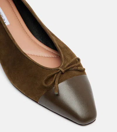 Aquazzura Gioia Suede And Leather Ballet Flats