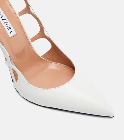 Aquazzura 105mm Endless Love Leather And Pvc Slingback Pumps In White