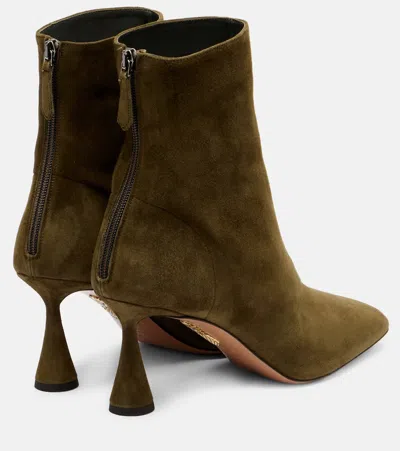 Aquazzura Amore 75 Suede Ankle Boots In Green