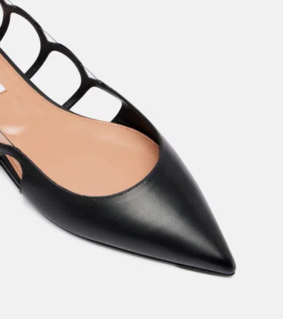 Aquazzura Endless Love Leather Slingback Flats In Black