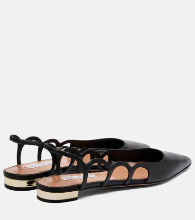 Aquazzura Endless Love Leather Slingback Flats In Black