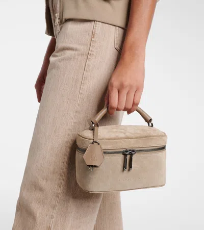 Brunello Cucinelli Sartorial Icon Small Suede Tote Bag