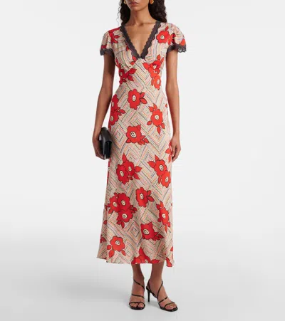 Rixo London Sandrine Lace-trimmed Dress In Neutral