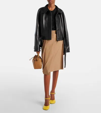 Loewe Draped Cotton Midi Skirt