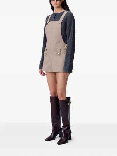 Claudie Pierlot Checked Dungaree Playsuit