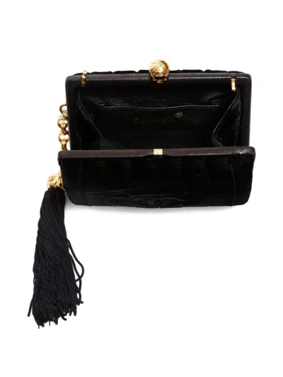 Pre-owned Chanel 1994-1996 Velvet Cc-mark Shoulder Bag In Black