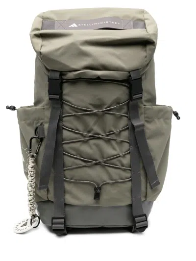 Adidas By Stella Mccartney Logo-print Backpack In Green