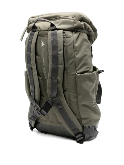 Adidas By Stella Mccartney Logo-print Backpack In Green