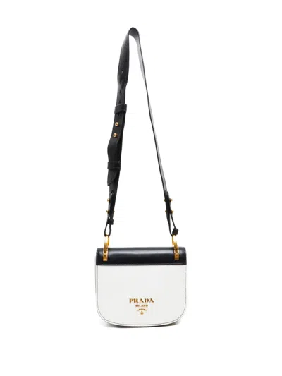 Pre-owned Prada 2017-2020s Panelled Leather Shoulder Bag In White