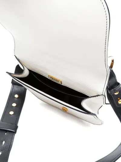 Pre-owned Prada 2017-2020s Panelled Leather Shoulder Bag In White
