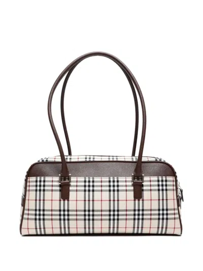 Pre-owned Burberry 1990-2000 Check-print Shoulder Bag In Neutral