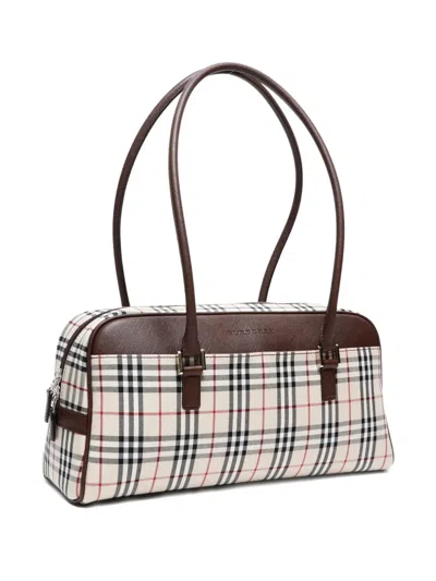 Pre-owned Burberry 1990-2000 Check-print Shoulder Bag In Neutral