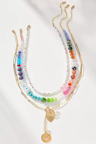 By Anthropologie Shades Of Sea Layered Necklaces: Charm Edition
