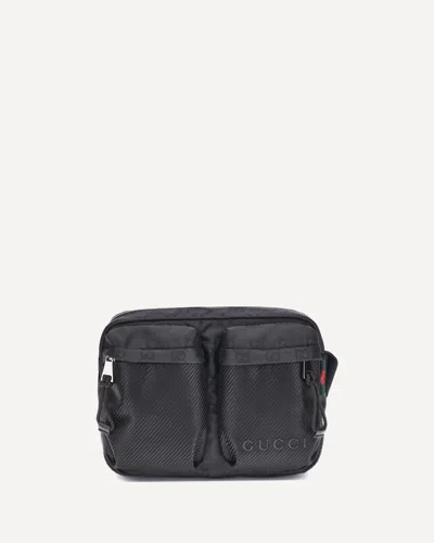 Gucci Compact Nexus Gg Monogram Messenger Bag In Black