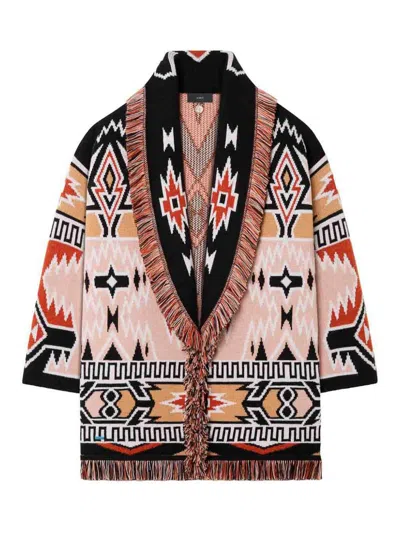 Alanui Geometric Roots Cardigan With Vibrant Fringe Trims