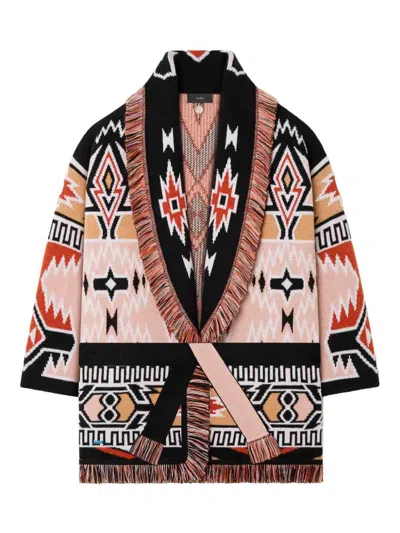 Alanui Geometric Roots Cardigan With Vibrant Fringe Trims