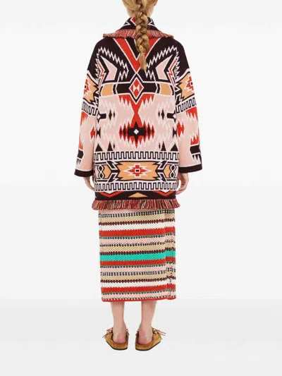 Alanui Geometric Roots Cardigan With Vibrant Fringe Trims