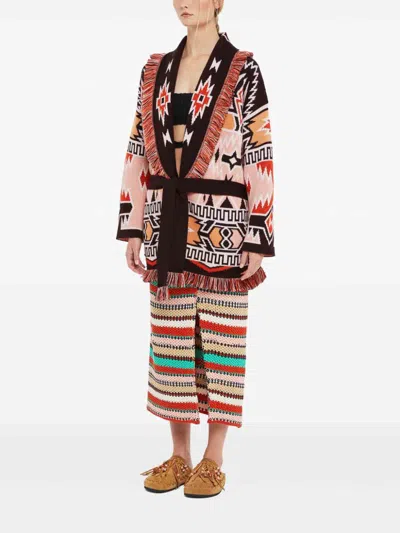 Alanui Geometric Roots Cardigan With Vibrant Fringe Trims