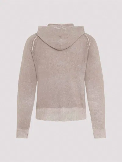 Acne Studios Zip-up Knit Hoodie In Neutral