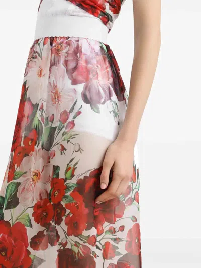 Dolce & Gabbana Rose-print Chiffon Calf-length Skirt