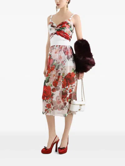 Dolce & Gabbana Rose-print Chiffon Calf-length Skirt
