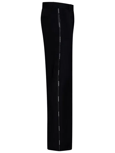 Givenchy Black Wool Trousers With Satin Detail In Black