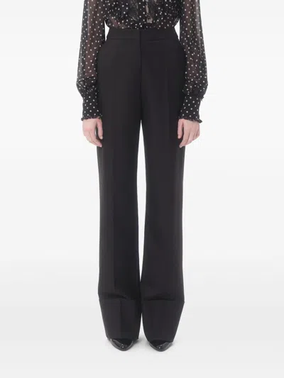 Valentino Wool Trousers With Straight Leg And High Waist In Black