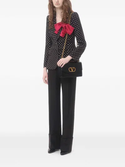 Valentino Wool Trousers With Straight Leg And High Waist In Black