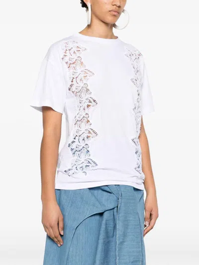 Ermanno Firenze White Lace-detail T-shirt