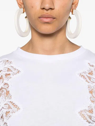 Ermanno Firenze White Lace-detail T-shirt