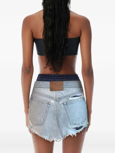 Alexander Wang Prestyled Distressed Denim Skirt With Boxer Clothing In Blue