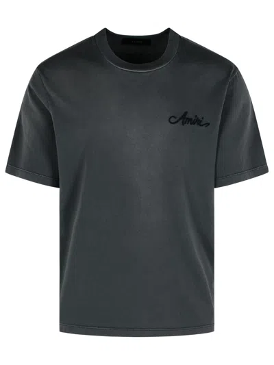 Amiri Men Cotton T-shirt With Embroidery In Green