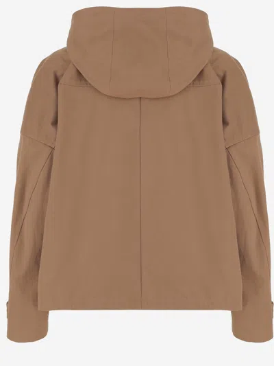 Armarium High Collar Adjustable Hood Cotton Jacket In Brown