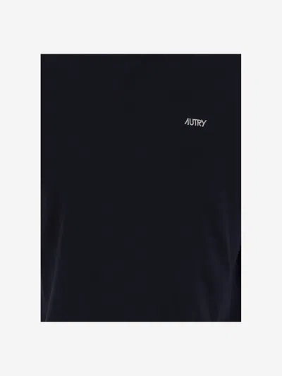 Autry T-shirt Main Short Sleeves In Cotton Color Blue In Black