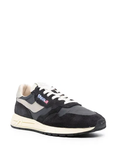 Autry Reelwind Low Suede And Shell Sneakers In Black