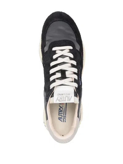 Autry Reelwind Low Suede And Shell Sneakers In Black