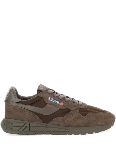 Autry 'reelwind' Brown Low Top Sneakers With Logo Patch Ontongue And Side