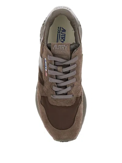 Autry 'reelwind' Brown Low Top Sneakers With Logo Patch Ontongue And Side