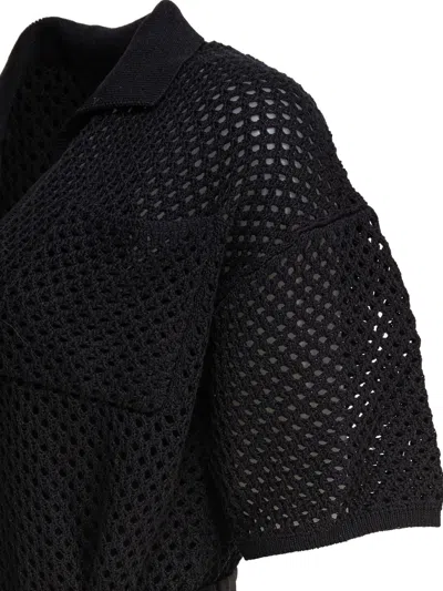 Brunello Cucinelli Belted Crochet Knit Midi Dress In Black