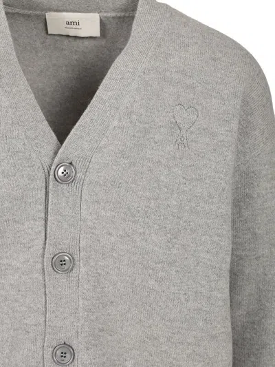 Ami Alexandre Mattiussi Ami Paris Men Wool And Cashmere Cardigan In Gray