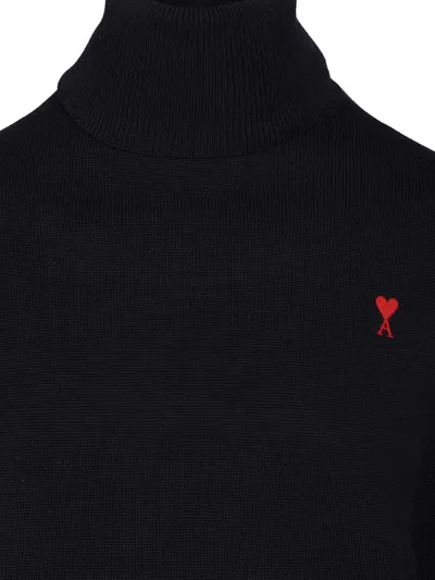 Ami Alexandre Mattiussi Heart-embroidered Turtleneck Sweater