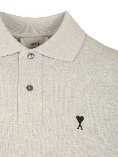 Ami Alexandre Mattiussi Adc-hpl411 Pique Polo Shirt Grey In Gray