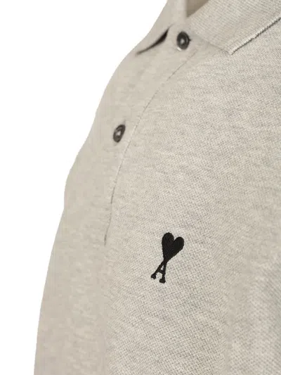 Ami Alexandre Mattiussi Adc-hpl411 Pique Polo Shirt Grey In Gray