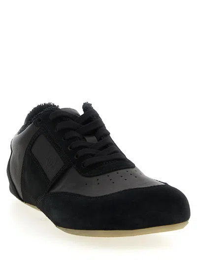 Mm6 Maison Margiela Black Leather And Suede Anatomic Sneakers